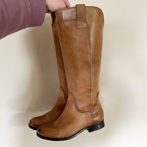FRYE Women’s Melissa Brown Leather Tall Inside Zip Riding Boots Size 6.5